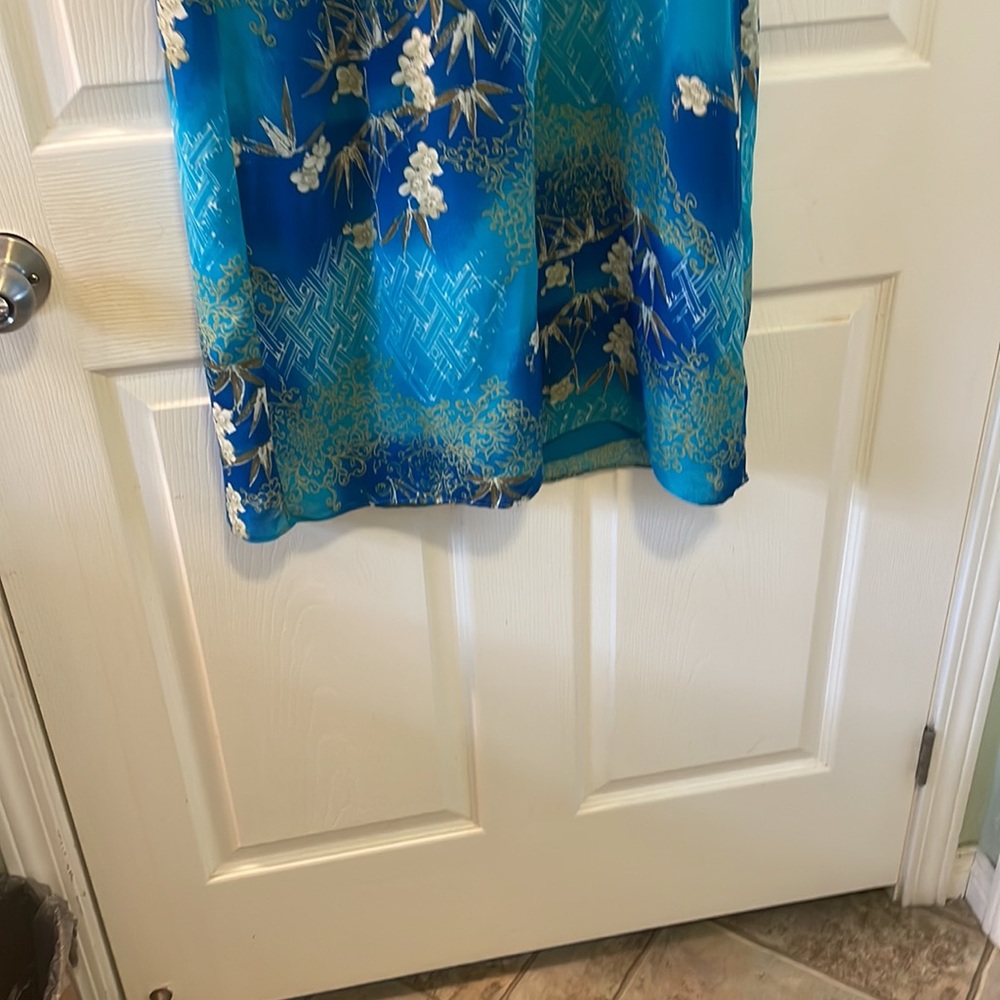 Kathie Lee medium polyester 8/10 blues taupe floral lined midi - Picture 6 of 10